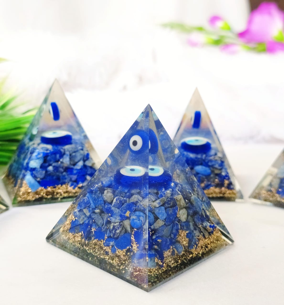 Evil Eye Blue Resin Pyramid